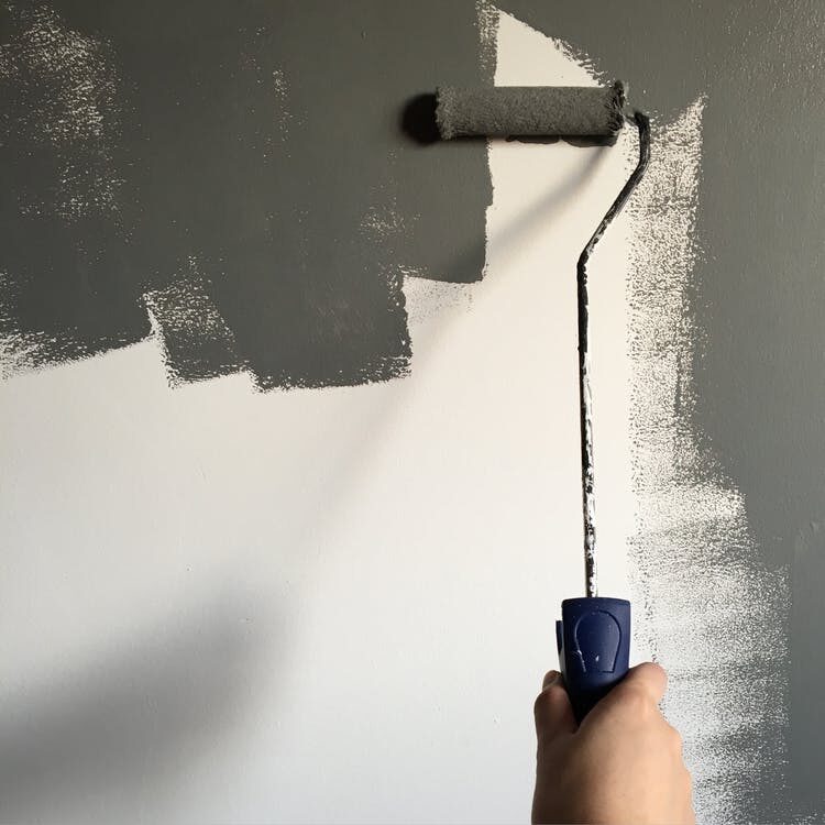 A wall being painted